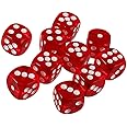 Yiotfandoll 10PCS Polyhedral Dice D6 Dice 16mm Acrylic Dice Game Dice for RPG MTG DND Dice Table Games (Transparent Red)