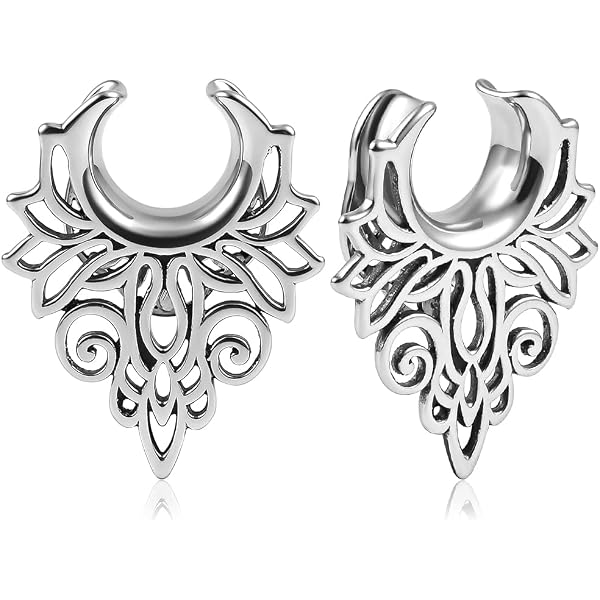 Kit DOEARKO s 1 Paire Tunnels Plugs 10 Anneaux Acier Inoxydable Double U00c9vasu00e9 Plugs Tunnels Boucles D'oreilles Pendantes Bijoux Pour Femmes Hommes Or 16mm Ecarteur Oreille