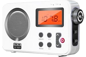 GEKLOK Altavoz de Radio de Ducha, Radio FM/Am con Pantalla LCD, Radio estéreos portátil con Puerto para Auriculares, 20 Estaciones de Radio preestablecidas, para casa/baño/bañera de hidromasaje/Playa