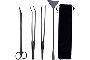 SKYEASURE Aquascape Tools, Long Tweezers for Terrarium, Terrarium Tools, Stainless Steel Aquarium Plant Tools Fish Tank Cleaning Tools Aquarium Tweezers Scissors Spatula Set for Aquarium Starter Kit