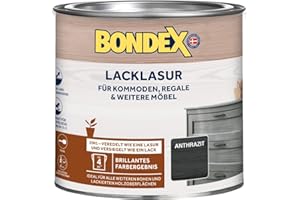 Bondex Lacklasur Anthrazit 0,375 L für 3,75m² | 2in1 - veredelt und versiegelt | Wasser- und Schmutzabweisend | Sicherheit für Kinderspielzeug nach DIN EN 71-3 | Seidenglänzend | Holzlasur