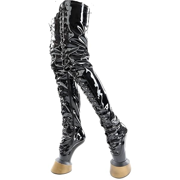 Kassiopeya Pony High Heel Boots met sleehak maat 38-46 NIEUW, zwart, 38 EU
