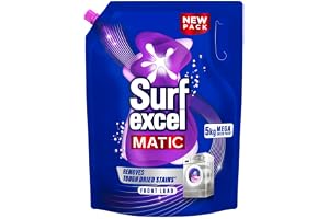 Surf Excel Matic Front Load Liquid Detergent 5Kg Refill Pouch, Specially designed to remove Tough Dried Stains...