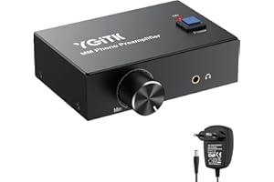 YGiTK Phono Vorverstärker M/M mit Lautstärkeregler und Netzschalter, Vorverstärker für Plattenspieler RCA Input & Output, Phono Preamp Plattenspieler-Vorverstärker mit Pegel mit DC 12V Netzteil