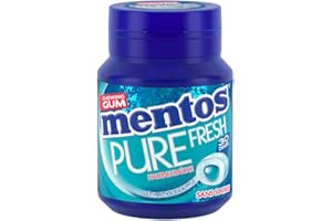 Mentos - Chewing-Gum Mentos Pure Fresh Menthol-Eucalyptus - Chewing-Gum Sans Sucres -Dure Longtemps - Haleine Fraîche - 6 Boîtes de 30 Dragées