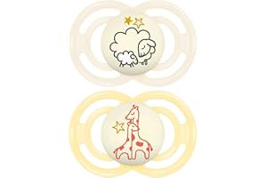 MAM | Sucette Perfect Nuit 18+ mois Animaux (2 pièces) coloris aléatoire – Tétine pour nourrisson phosphorescente en silicone – Tétine bébé idéale pour un bon développement bucco-dentaire