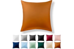 Alreya Renforcé Poszewka na poduszkę, 60 x 60 cm, 100% bawełna, z zamkiem błyskawicznym YKK, super miękka, cynamonowy brąz (sama poszewka)