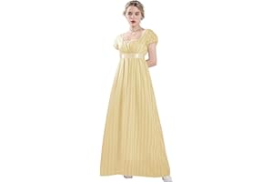 CR ROLECOS Vestido para mujer, vestido victoriano, vestido medieval de cintura alta, cintura alta, retro, con 2 bandas