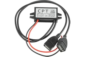 JAMHER Adaptador USB de 12 V a USB, Regulador de Voltaje 12v con Doble USB Adaptador Conectores para Coche la Carga del teléfono Coche Audio Radio