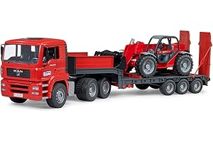 bruder 02774 - MAN TGA Tieflader mit Manitou Teleskoplader MLT 633, Véhicules, Surbaissés, Transporteurs, Camions, Chargeuses sur pneus, Jouets à partir de 3 ans