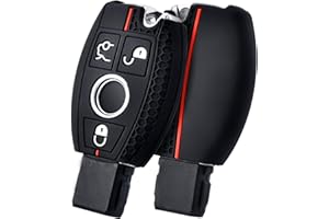 OATSBASF Autoschlüssel Hülle für Mercedes Benz, Silikon Schlüsselhülle Cover für Mercedes Benz W204 W211 2-3 Keyless Tasten A B C E Class (GJ-Schwarz)