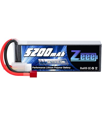 2 Pack 11.1v Lipo Batteria 5200mAh, 3S Lipo Batteria 50C con Deans T Plug per RC Auto/Camion, Barca, Drone, Buggy, Truggy, Elicottero RC, RC Airplane, UAV, FPV (Short