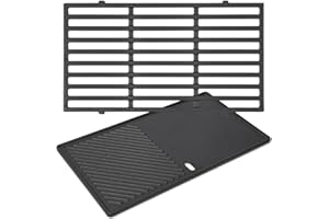 GFTIME 7637 44,5 cm ruszt do gotowania i patelnia do grilla gazowego Weber Spirit E210/220 S210/220 (z przednimi pokrętłami sterującymi), żeliwna kratka do grilla i płyta część zamienna do Jamie