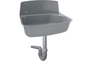 OTTO HAAS KG Ausgussbecken mit PP Spülensiphon DN50 Grau, 100% Recycling Kunststoff, Wandmontage, 526x342x367 mm