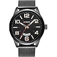 CURREN 8236 Metal Strap Round Analog with Date Display Black, Gold Watch for Men