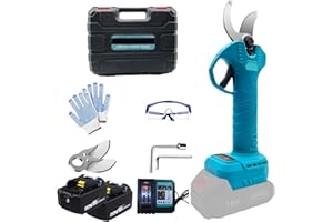 MAENGRE Akku Astschere, Arbeitssparende Astschere, Ersatz Für Makita, Akku BaumSchere Mit 2 Scherenköpfen, Akku Strauchschere Für Gärten, Effizient Elektrische Gartenscheren, Elektrische Schere, 2 Akku 5.5Ah