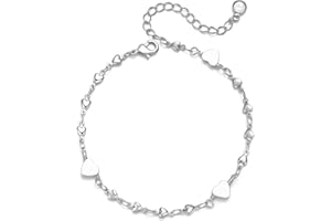 JEMARA 925 Sterling Silver Bracelet for Women Girls Adjustable Silver Love Heart Cubic Zirconia Bracelets Dainty Silver Jewellery