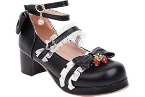 WWricotta Big Girls Gorgeous Shoes Lace Up Pu Material Bow Decorated Thick Heels High Heels Party Wedding Prom Shoes Slippers Baby Girl Kids House Shoes Size 2