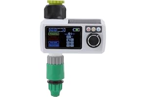 FOCKETY Sprinkler Timer, Solar Programmable Water Timer for Garden Hose with Rain Delay & Self Inspection, Outdoor Waterproof Automatic Irrigation Timer for Drip Irrigation and Lawn Watering System