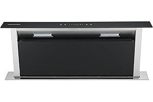 Cookology CDD905BK 90cm Downdraft Cooker Recirculating Chimney Hood Kitchen Island Extractor Fan, 4 Speed Touch Control with LED Light - in Black