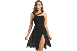 Freebily Vestito da Ballo Donna Body da Danza Senza Manica Latino Americano Leotards Abito da Pattinaggio Artistico Vestito Danza Classica Ballerina Jazz Samba Rumba Salsa Moderna