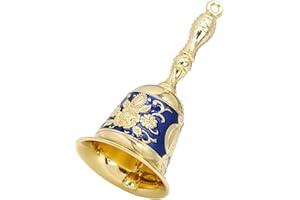 WSAMJIN Piccola Campana a Mano, Campana a Mano Campana da Tavolo in Metallo Campana a Mano Campana di Servizio Campana a Mano Natale per Ristorante, Hotel (Blue Golded)