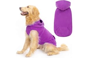 EXPAWLORER Dog Hoodie Fleece Jumper Vest, Hooded Dog Sweater Fall Winter Pet Clothes Sweatshirt with Lead Ring, Sleeveless Warm Cosy Puppy Clothing for Cat Small Medium Large Dogs Girl Boy, Purple M