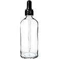 nsb herbals 100 ML Clear/Transparent Round Empty Glass Bottle + Glass Dropper + Black Ring + Black Silicone Teat, Refillable, Leak Proof For Essential Oil, Blend, Perfume (Pack of 12)