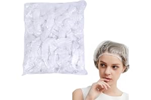 AUEFUDQ 50PCS Gorros de Ducha Desechable,Gorros Ducha Impermeable,Gorros Desechables Estetica,Shower Cap para uso en el hogar,hotel,Spa y peluquería