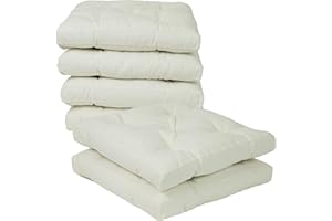Viste tu hogar 6er Pack Stuhlkissen, 40x40x5 cm, Dreidimensionale Wirkung, 100% Polyester, Ideal für Esszimmer, Terrasse, Wohnzimmer und Restaurant, Farbe Weiß