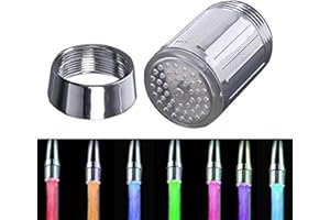 MEETOZ Colorful LED Water Faucet,Faucet Colorful Changing Glow Nozzle Shower Head Water Tap Filter No Battery Supply for Kitchen and Bathroms (7 Color NO Sensor)