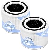 LEVOIT Air Purifier Replacement Filter, 3 in 1 Real HEPA, High Efficiency Activated Carbon, Core 300-RF, 2 Pack, White