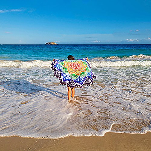Strandtuch Mandala Wandtuch Beach towel runderes Umschlagtuch Schal für Sommer Tischdeck Beach Picknick Teppich Yoga-Matte Indischen Handtuch Polyester-/Chiffonstoff Dünn - 3