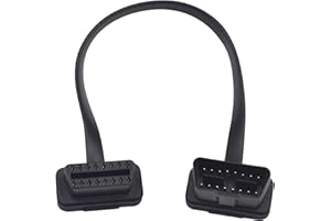 Duttek Cavo di prolunga OBD2 da 30 cm, OBD2 a 16 pin, maschio e femmina, cavo piatto a nastro, connettore OBD2 per auto, codice scanner OBD2 e tutte le apparecchiature OBD II