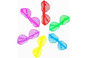 SECALIFE 6 Pairs Heart Shaped Glasses, Shutter Shading Party Glasses Shutter Shades Neon Party Glasses Disco Shutter Glasses for Children, Sunglasses for Night Out Party Fancy Dress