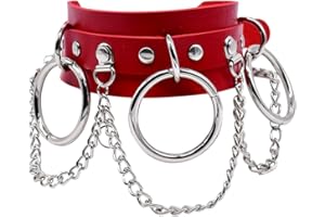 KEDIDO Choker, Gargantilla de Cuero Gótica, Collar de Punk Rock Ajustable, Gargantilla Estilo Punk, Collar de Anillo Redondo Punk, para Halloween, Fiestas, Conciertos, Cosplay, Rock (Rosa)