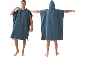 jooeer Changing Poncho for Adults Microfibre Hooded Beach Towel Dress Surf Poncho for Women Men Pool Swimming Camping Travelling Bathing, Quick Dry, Lightweight