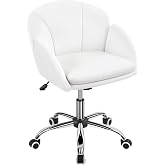 Yaheetech Office Chair Velvet Chair with White Study Back | Office Chair, Height Adjustable, White Chair, Max Capacity of 136