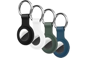 4 Pezzi KOKOKA Custodia Protettiva Compatibile con Airtag, Silicone Anti-Graffio Antiurto Portachiavi Cover Case per Dimestico Bagaglio Chiave Bambini, Nero Bianco Dark Green Midnight Blue
