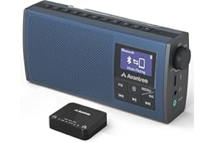 Avantree Altavoces TV inalámbricos Bluetooth portátiles radio FM 2 en 1, dispositivo escucha diálogo claro & aumento vol personas mayores,sonido HD 6W,enchufe y juegue,aptX baja latencia-Audikast 4860