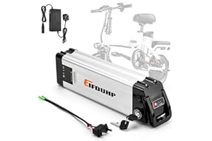 EIFDUHP 36V Ebike Battery 15AH, Folding Electric Bike Lithium Battery with 2 Pin Discharge Port, Charger, Safe Lock, LED Battery Level Light for 350W-50W Electric Bicycle Motor