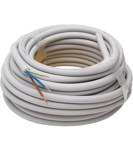 Câble électrique NYM-J 3 X 1,5 Mm² Blanc - 15 M, Haute Performance, Pour Installation Intérieure (sec/humide)