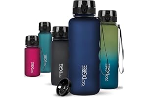 720°DGREE Borraccia 1,5 Litri “uberBottle“ +Setaccio, softTouch - Senza-BPA, Prova di Perdite - Bottiglia XL, Borracce Acqua Sportiva per Palestra, Studio Fitness, Gym, Workout, Escursioni, Università