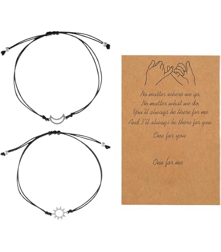 Bracciale Sole E Luna Con Cuore - Gioielli Abbinati Per Coppia O Migliori Amici - Regalo Uomo E Donna