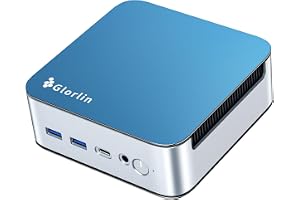 Glorlin Mini PC Ryzen 7 6800H 16 GB RAM SSD, Radeon 680 M grafik, trippel 4K-skärm HDMI/DP/USB-C, Dual LAN WiFi 6 BT5.3, Ryzen Mini PC, Mini stationär dator för kontor, spel och hemmabruk