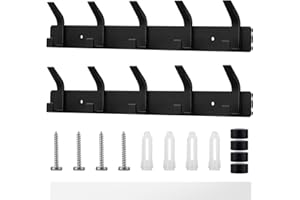 HAOYULUO Percheros Pared,Perchero Pared Negro,Percheros de Acero Inoxidable con Cinco Ganchos para Armarios,Armarios,Cómodas,Baños y muchas otras ocasiones(2 piezas,negro mate)