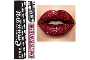 ALLBESTAYE Allbesta 8 Farben Diamond Glitter Shimmer Lip Gloss Skull Liquid Lippenstift Metallic Matte Glossy Langlebig Make-up