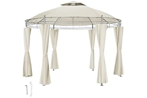 tectake® Tonnelle de Jardin autoportante Pavillon 3,5x3,5m en Acier époxy Tente de réception, 6 Rideaux de Tonnelle, Imperméable, Tonnelle terrasse Exterieur