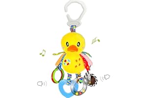 Kulveanju Bebe Juguetes 6-12 Meses, Juguete Cuna Bebe, Actividades Bebe Carrito Juguetes Colgantes con Espejo, Sensoriales 0-6 Meses Regalos Para Bebes, Juguetes de Asiento de Coche de Bebé, Pato