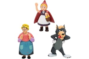 MARUKATSU Pack de 3 Figuras Caperucita Roja - Caperucita Roja, el Lobo y la Abuela 3 Piezas (Caperucita, Lobo, Abuela) Figuras 8 cm
